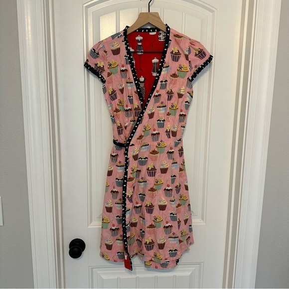 Retrolicious Mini Wrap Dress Retro 50s Vintage Cotton Dainty Kawaii Size Small - Picture 6 of 10
